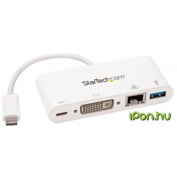   STARTECH USB-C Multiport Adapter for Laptops - Power Delivery - DVI - GbE - USB 3.0