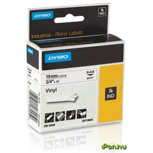 DYMO 18445 Rhino címke vinyl 19mm x 5.5m fehér-fekete