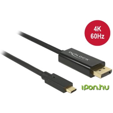   DELOCK USB 3.0 Type C DisplayPort Átalakító Fekete 2m 85256