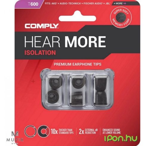 COMPLY Isolation T-600 memóriahab fülilleszték L fekete