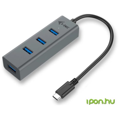 ITEC USB-C Metal 4-port HUB fekete