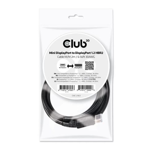CLUB3D Mini DisplayPort Összekötő Fekete 2m CAC-2163