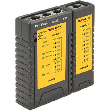 DELOCK Kábel tesztelő RJ45 / RJ12 + Portkereső