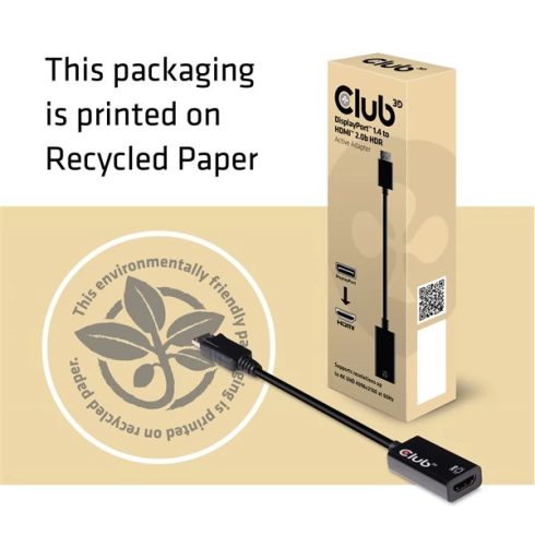 CLUB3D DisplayPort 1.4 HDMI 2.0 Átalakító Fekete 20cm CAC-1080