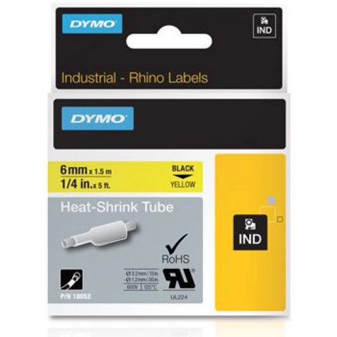 DYMO Feliratozógéphez zsugorcső 6 mm x 1.5 m Rhino sárga-fekete