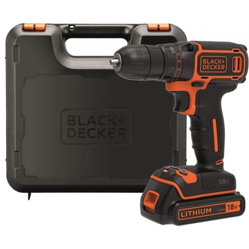 BLACK AND DECKER BDCDC18K fúrócsavarozó 18V + koffer + 1 db akku