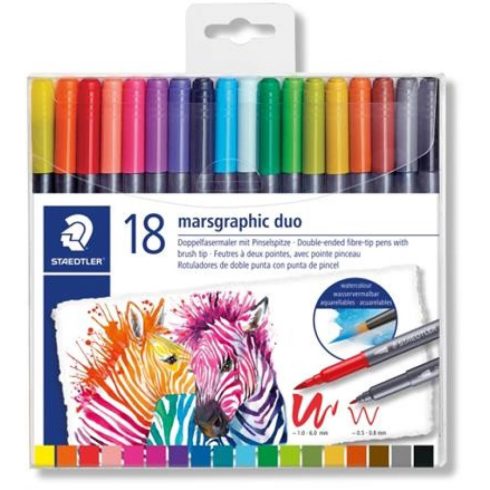 STAEDTLER Marsgraphic Duo Ecsetirón készlet 0.5-0.8/1.0-6.0 mm kétvégű 18 szín