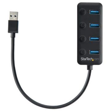   STARTECH 4-Port USB 3.0 Hub - 4x USB-A with Individual On/Off Switches