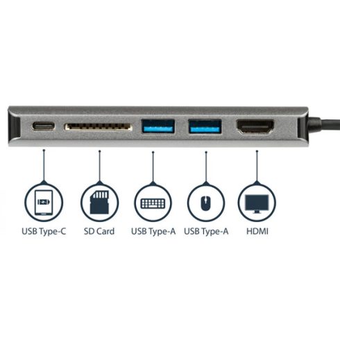 STARTECH USB-C Multiport Adapter with HDMI - SD Reader - 2xA 1xC - PD 3.0