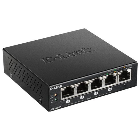 D-LINK DGS-1005P 5‑Port Desktop Gigabit PoE+ Switch