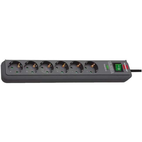BRENNENSTUHL Eco-Line 13.500A aljzat túláram védelmi elosztósor 6 dugaszhelyes antracit 5m H05VV-F 3G1.5