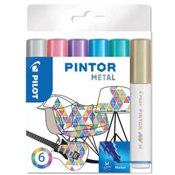   PILOT Pintor M Dekormarker készlet 1.4 mm 6 különböző metál szín