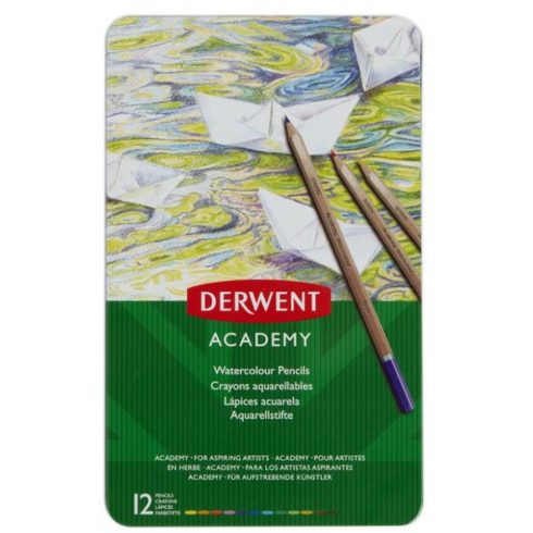 DERWENT Akvarell ceruza készlet fém doboz Academy 12 szín