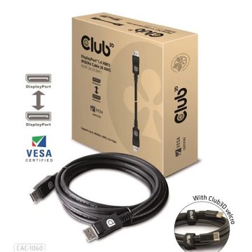 CLUB3D DisplayPort 1.4 Összekötő Fekete 3m CAC-1060