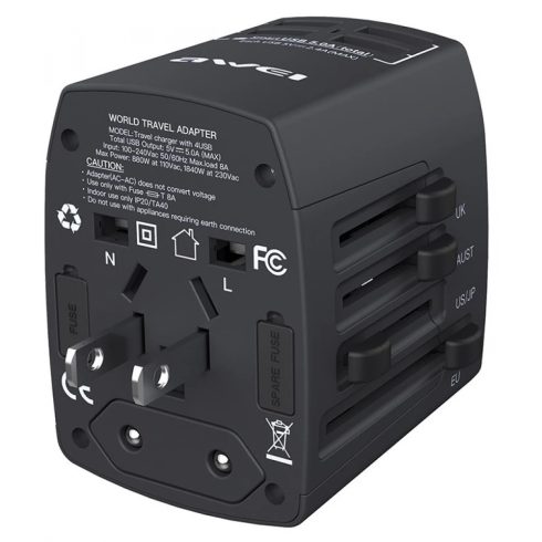 AWEI C-36 25W Travel adapter fekete