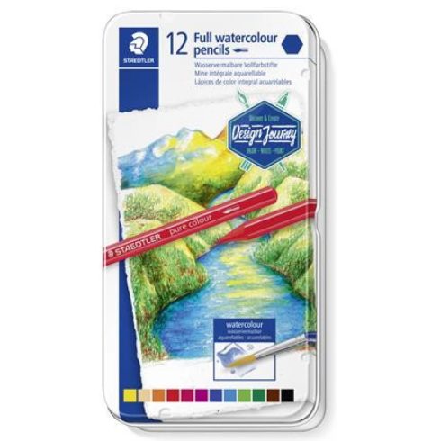 STAEDTLER Akvarell ceruza készlet fém doboz hatszögletű Design Journey 12 különböző szín