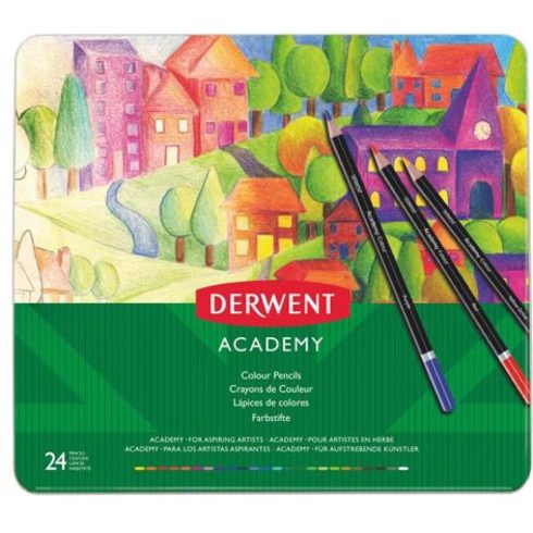 DERWENT Színes ceruza készlet fém doboz Academy 24 szín