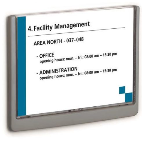 DURABLE Információs tábla 148.5x210mm CLICK SIGN szürke