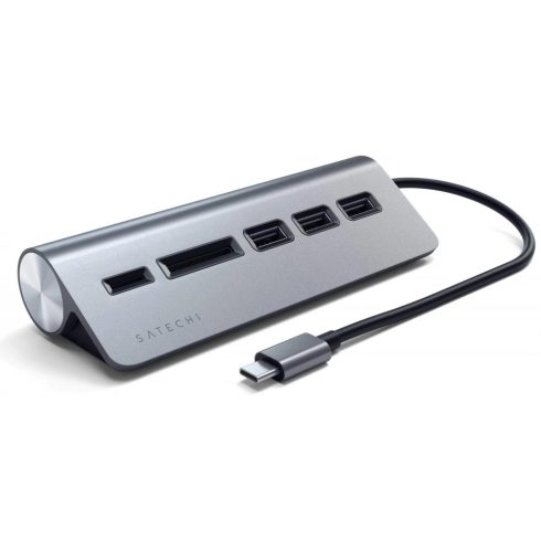 SATECHI Type-C Aluminum USB 3.0 Hub and Card Reader szürke