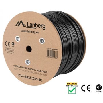 LANBERG CAT6 Összekötő Fekete 305m LCF6-21CU-0305-BK
