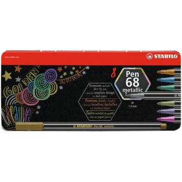   STABILO Pen 68 metallic Rostirón készlet 1.4 mm fém doboz 8 különböző szín