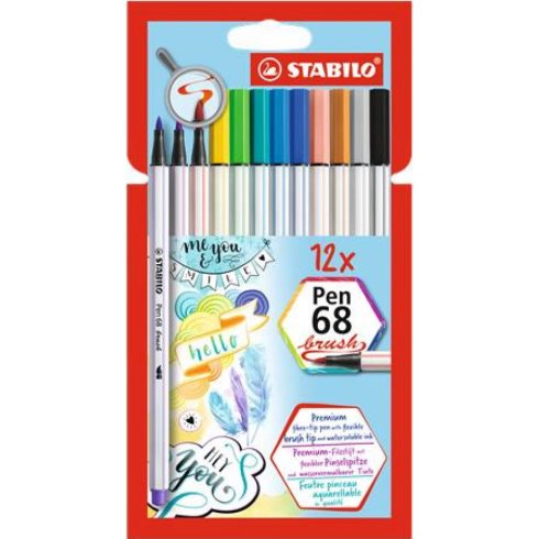 STABILO Ecsetirón készlet Pen 68 brush 12 különböző szín