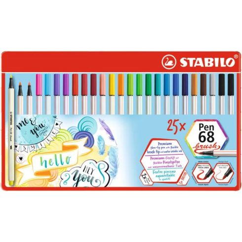 STABILO Ecsetirón készlet Pen 68 brush 25 különböző szín