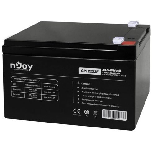 NJOY GP12122F Akkumulátor 12V/12Ah zárt gondozásmentes T2/F2