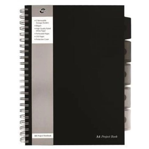 PUKKA PAD Black project book Spirálfüzet A4 vonalas 125 lap