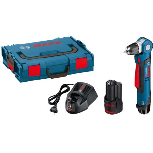 BOSCH GWB 12V-10 Professional Akkus sarokfúrógép + 2x2Ah akku + töltő + L-BOXX