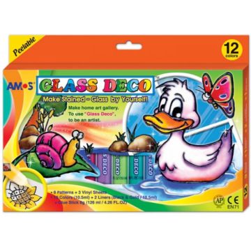   AMOS Üvegmatricafesték készlet-kacsa 12x10.5 ml+sablon+fólia