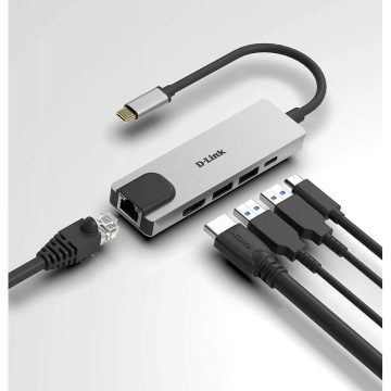   D-LINK 5‑in‑1 USB‑C Hub with HDMI/Ethernet and Power Delivery DUB‑M520