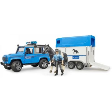  BRUDER 02588 Rendőrségi Land Rover lószállítóval lóval és rendőrrel