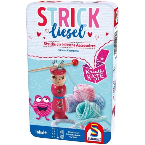 SCHMIDTSPIELE Strickliesel fonalas horgoló készlet fémdobozban
