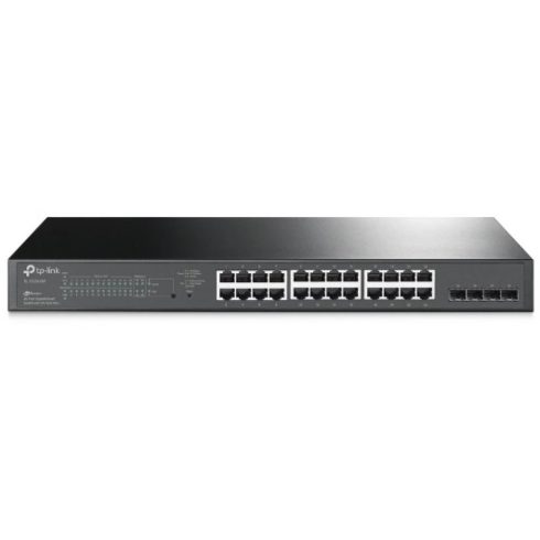 TP-LINK TL-SG2428P JetStream 24 portos gigabites Smart PoE+ switch 4 db SFP csatlakozóval