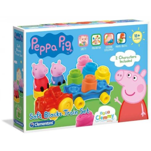 CLEMENTONI Clemmy Peppa malac vonat puha építőkocka készlet