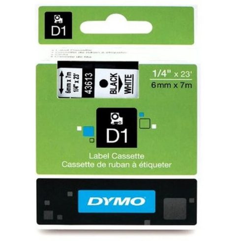 DYMO 506.490 D1 6mm x 7m feliratozógép szalag fehér-fekete