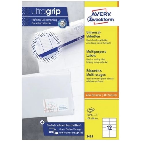 AVERY 3424-100 105×48 mm univerzális 1200 darabos etikett