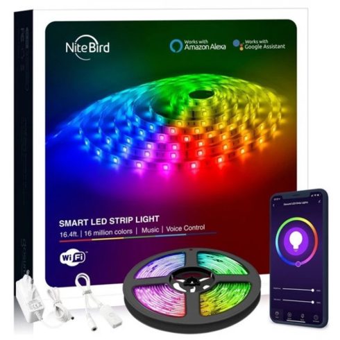 NITEBIRD SL3 SL3 10m/12V/1A/hangvezérlés/távoli vezérlés/ütemezés/zene és APP vezérlés/Smart Wi-Fi-s RGB LED szalag
