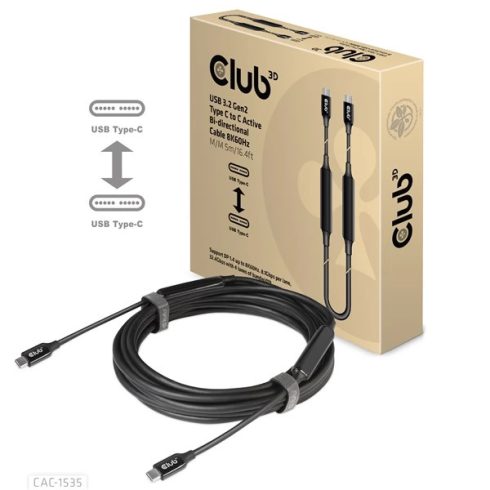 CLUB3D USB 3.2 Type C Összekötő Fekete 5m CAC-1535