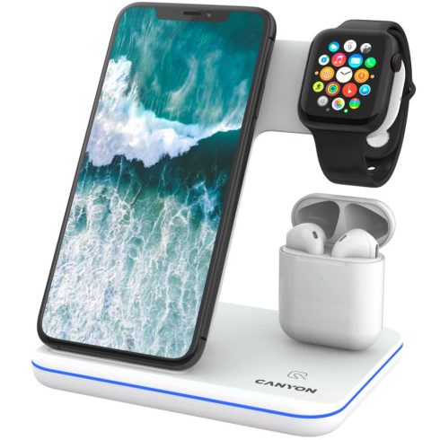 CANYON Vezeték nélküli 3in1 gyorstöltő WS-302 fehér