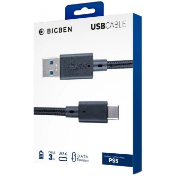BIGBEN 3 méteres PS5 USB kábel fekete