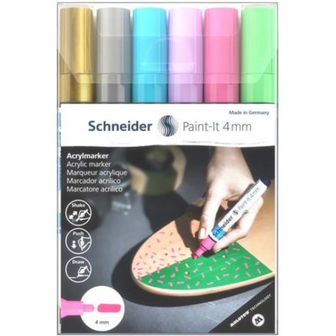 SCHNEIDER TSC320V62 Paint-It 320 Akril marker készlet 4 mm 6 különböző szín