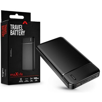   Maxlife MXPB-01 Power Bank 2xUSB + microUSB + Type-C 10.000 mAh fekete