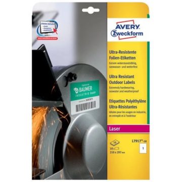   AVERY L7917-10 210x297mm ultra ellenálló 10 darabos etikett