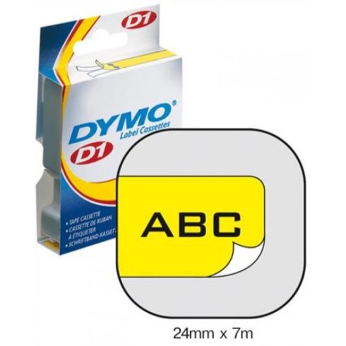 DYMO D1 Feliratozógép szalag 24 mm x 7 m fekete-sárga