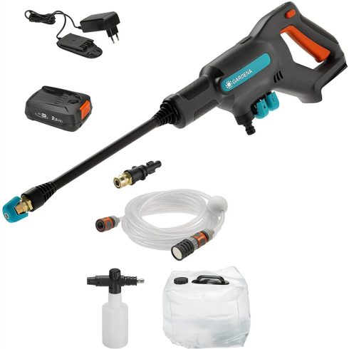 GARDENA 14800-31 Akkus közepes nyomású mosó készlet + 1x2.5Ah akku Prémium szett