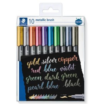   STAEDTLER Design Journey Metallic Brush Dekormarker 1-6 mm kúpos 10 különböző metál szín