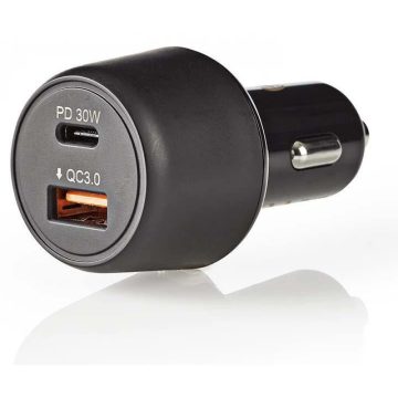 NEDIS Autós töltő 1xUSB-A 1xUSB-C 3A 48W fekete