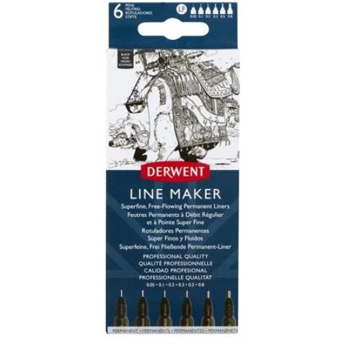 DERWENT Line Marker Tűfilc szett 0.05/0.1/0.2/0.3/0.5/0.8 mm fekete